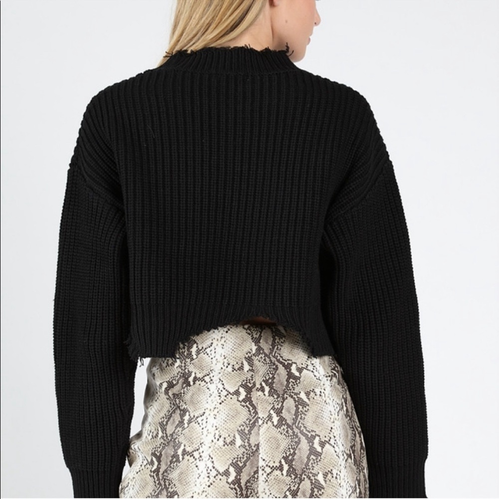 Wild Honey Distressed Cropped Sweater